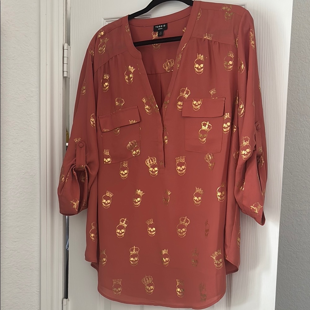 Torrid Pink 3/4 Sleeve Relaxed Blouse